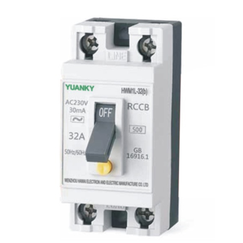 Автоматический выключатель YUANKY HWM1L-32 серии 32A 30MA AC230V GB16916.1 2P Rccb